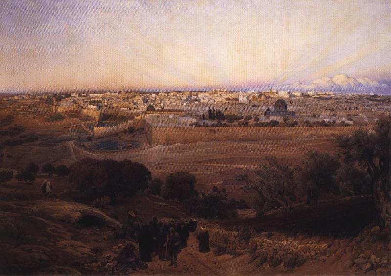 Gustav Bauernfeind Jerusalem from the Mount of Olives. France oil painting art